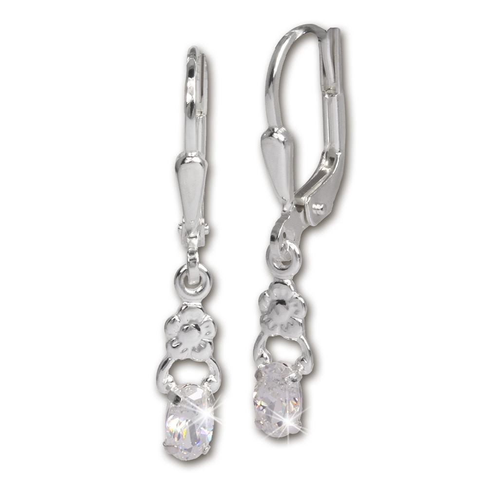 SilberDream Ohrring Kleine Blume Zirkonia wei 925 Ohrhnger SDO535W