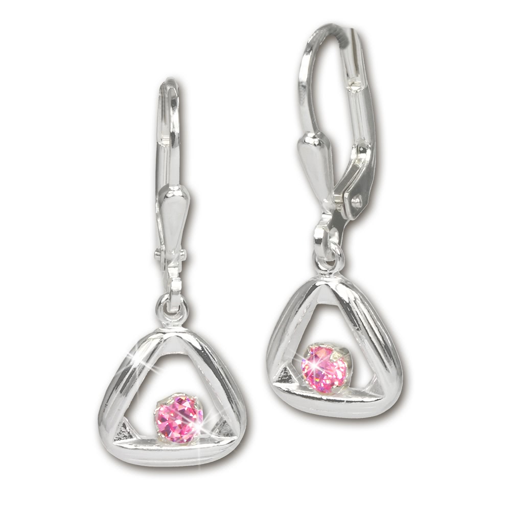 SilberDream Ohrring Triangel Zirkonia rosa 925 Ohrhnger SDO546A