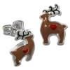 Kinder Ohrring Rentier braun Silber Ohrstecker Kinderschmuck TW SDO611N