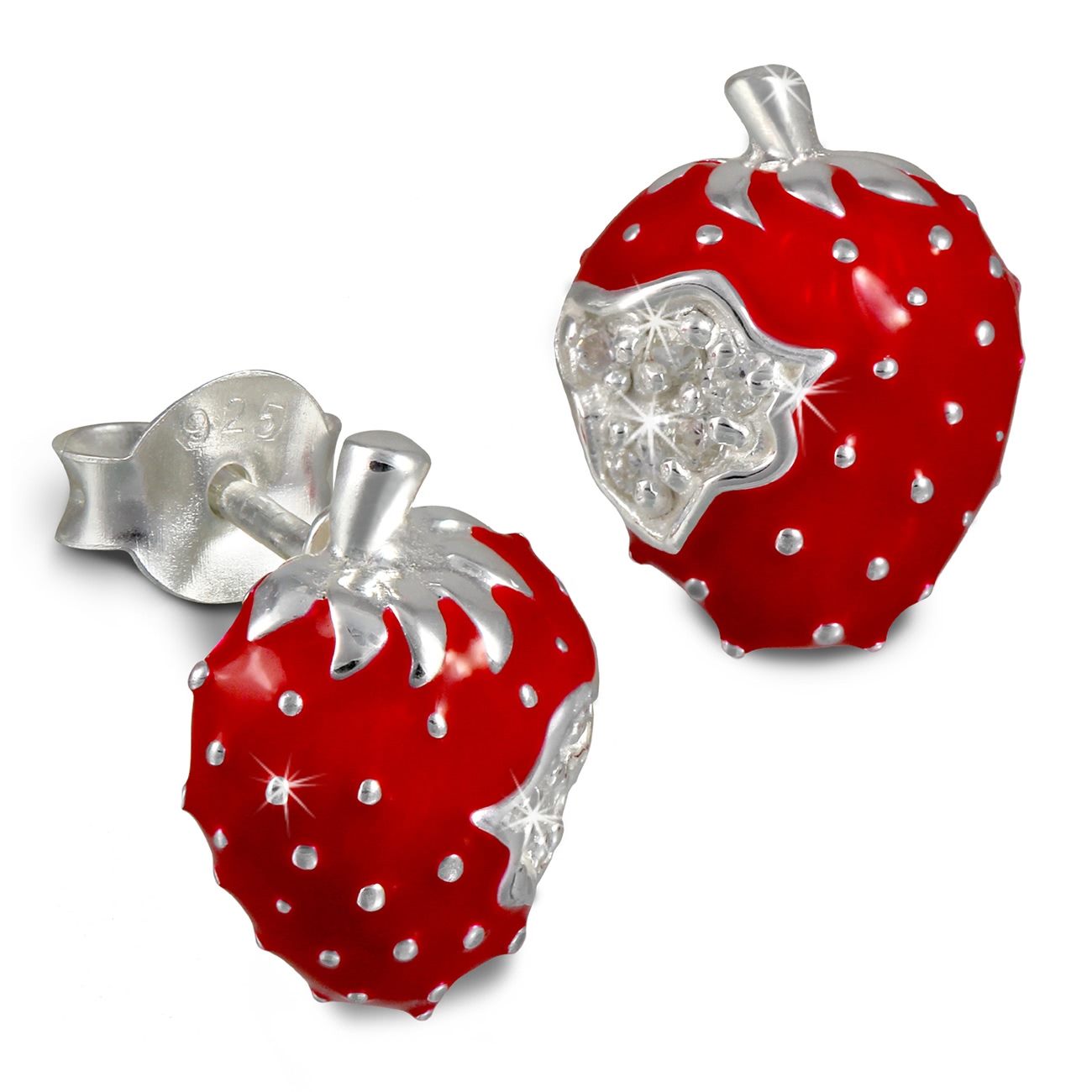 Kinder Ohrring Erdbeere rot Silber Ohrstecker Kinderschmuck TW SDO8115R