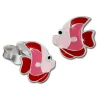 Kinder Ohrring Fisch rot/rosa Ohrstecker 925 Kinderschmuck TW SDO8126R
