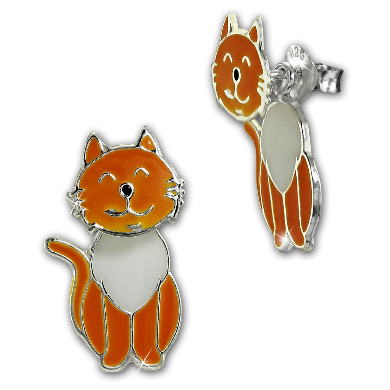 Kinder Ohrstecker Katze Dangle 925 Sterling Silber Kinderschmuck TW SDO8168O