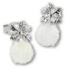 Kinderohrring Schneeflocke weie Puschel Ohrstecker 925 Silber SDO8551W
