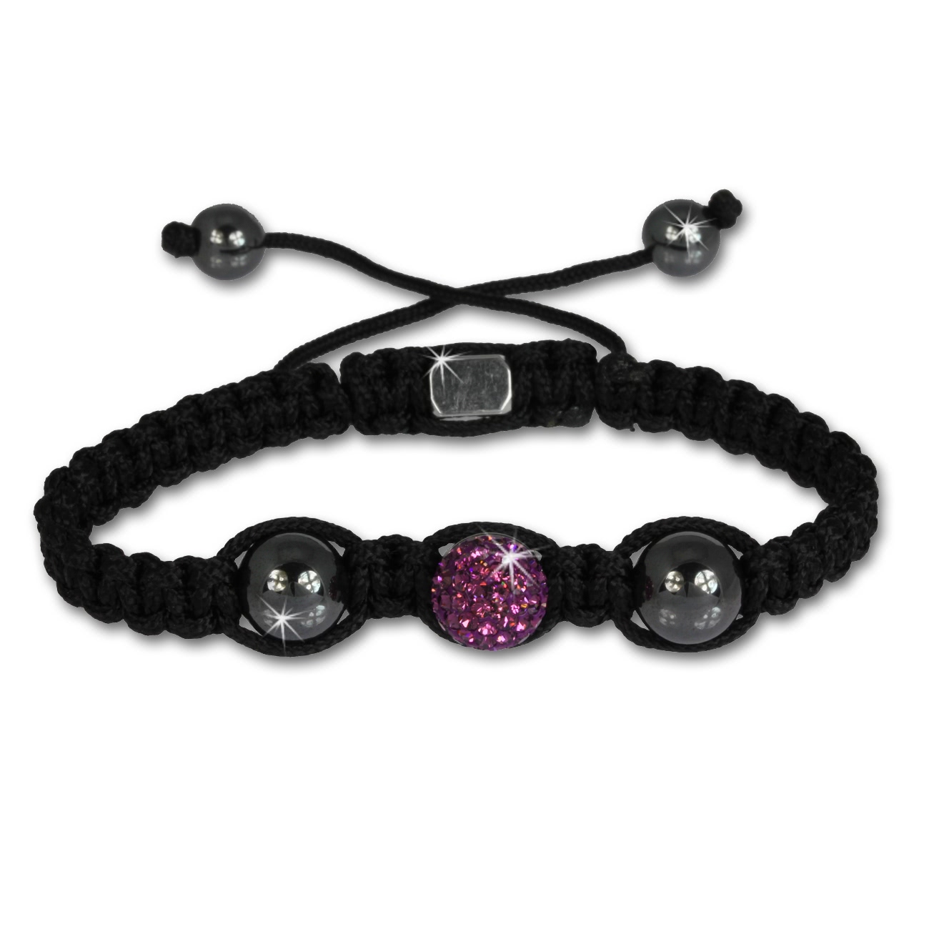 Shamballa Armband original Sterlinx mit 1 lila Glitzerkugel SHS11V